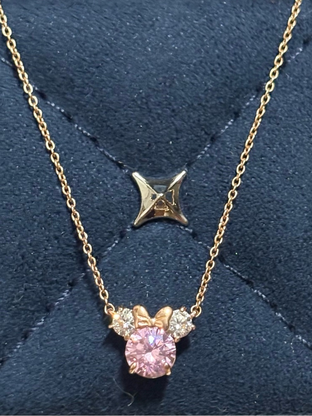 Disney CRISLU Minnie Mouse Necklace |Rose Gold